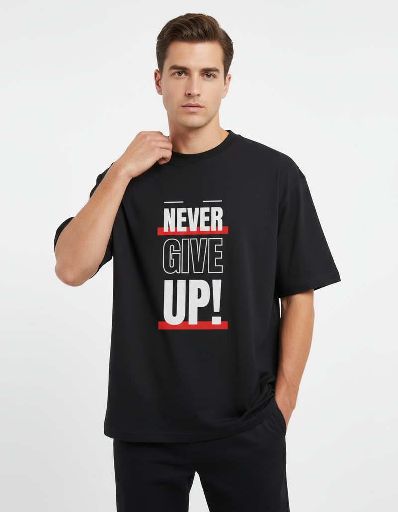 Zadiss “Never Give Up” Oversized Unisex T-Shirt – Bold Minimal Edition